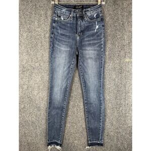 Judy Blue High Rise Skinny Fit Womens Jeans Size 0/24 Raw‎ Hem Stretch